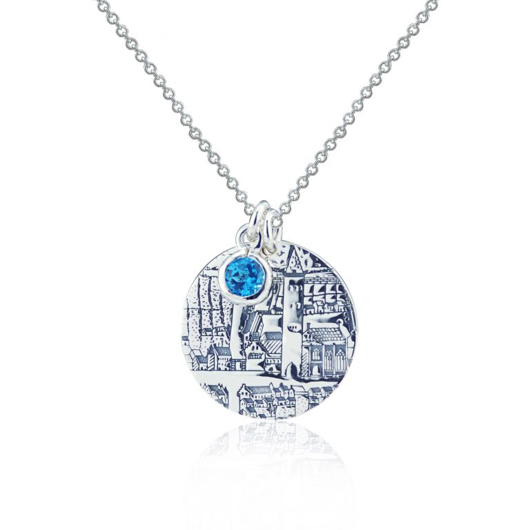 St Andrews Collection  Sterling Silver Pendant with Swiss Blue Topaz - Dominic Walmsley